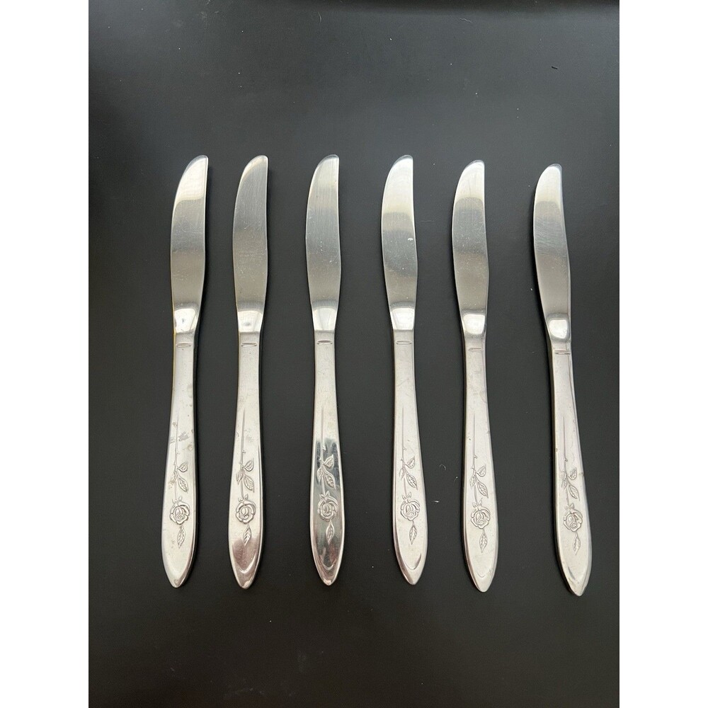 Oneida Community MY ROSE Stainless 6 Dinner Knives Betty Crocker Flatware 8 1/2"